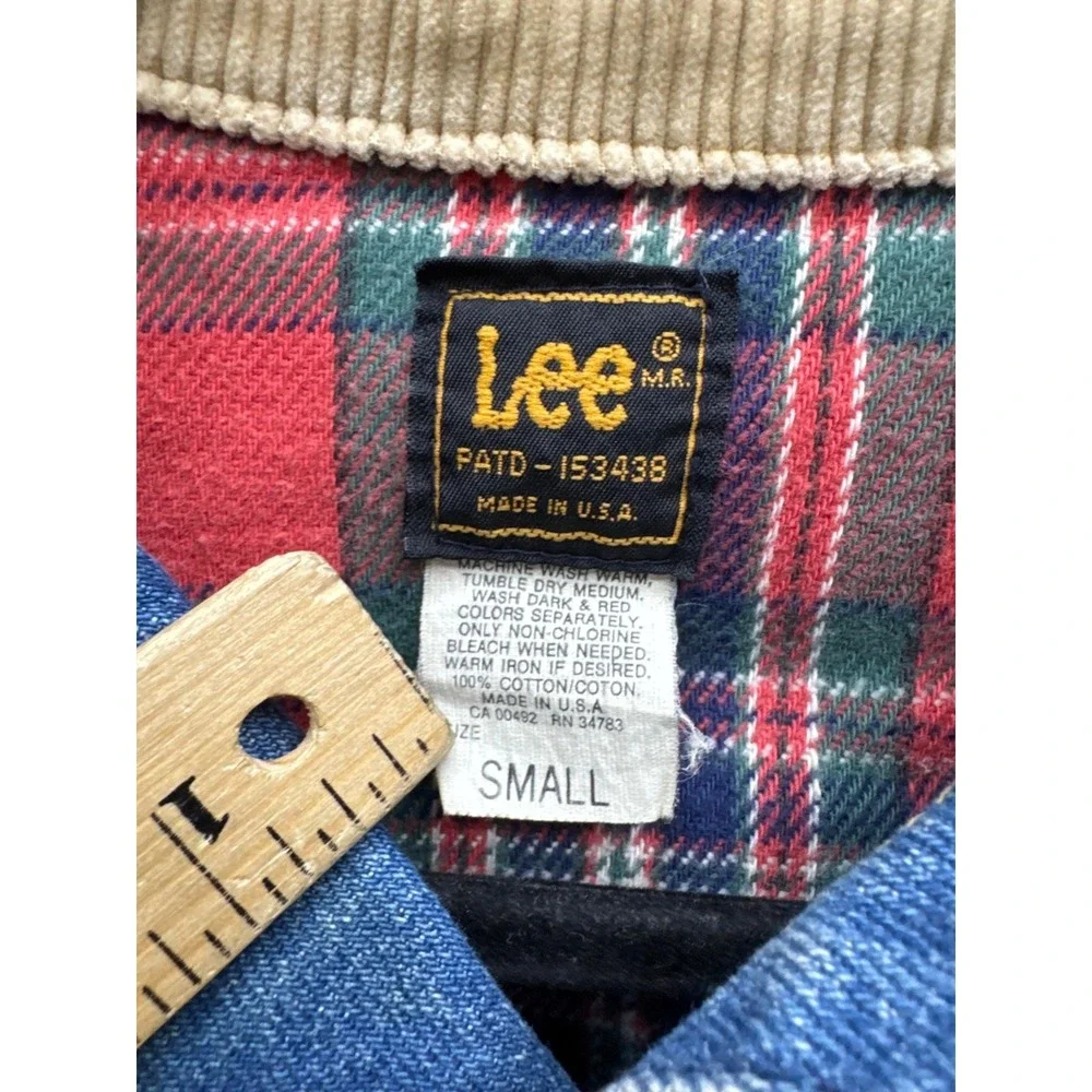 Vintage 80s Lee Storm Rider Flannel Lined Denim Trucker Jacket Blue Mens Size S